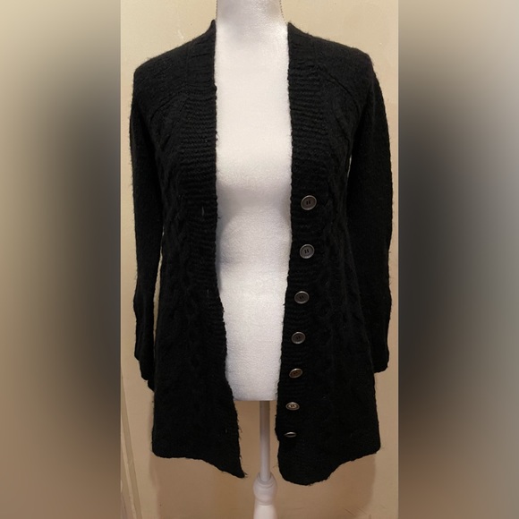 Free People Black Button Down Sweater Size S/P Color Black - Picture 3 of 7